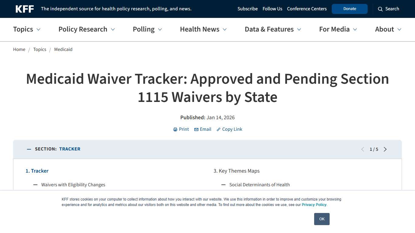 Medicaid Waiver Tracker: Approved and Pending Section 1115 Waivers by State | KFF